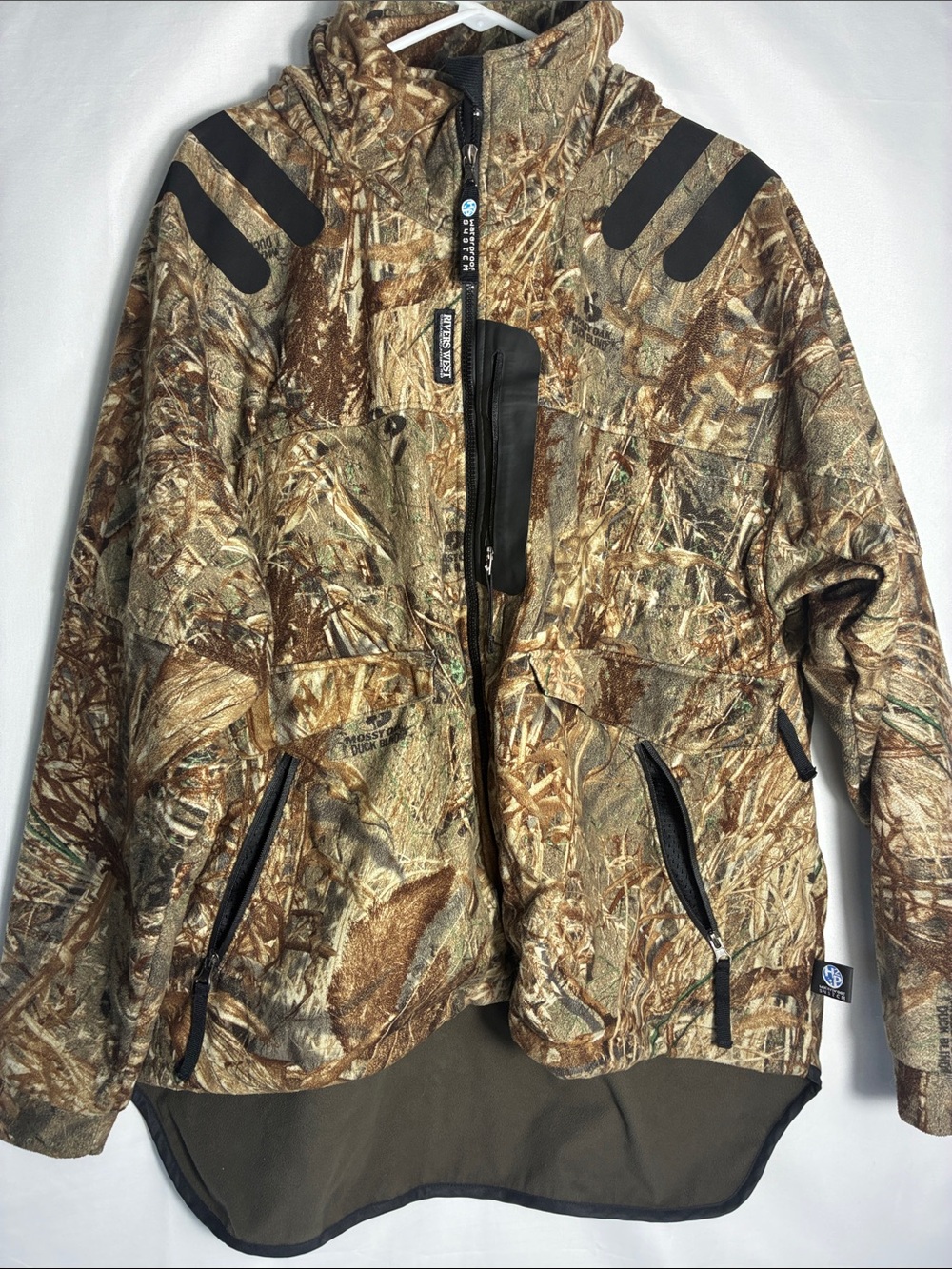 Rivers West Waterproof Fleece Hunting Jacket Mossy Oak Duck Blind Camo size XL